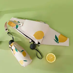 Cute Fruit Design Mini Pocket Travel Umbrella – Ultra Lightweight UV Protection Folding Umbrella with Carry Case, Waterproof Windproof Compact Sun & Rain Umbrella for Women, Girls & Travel