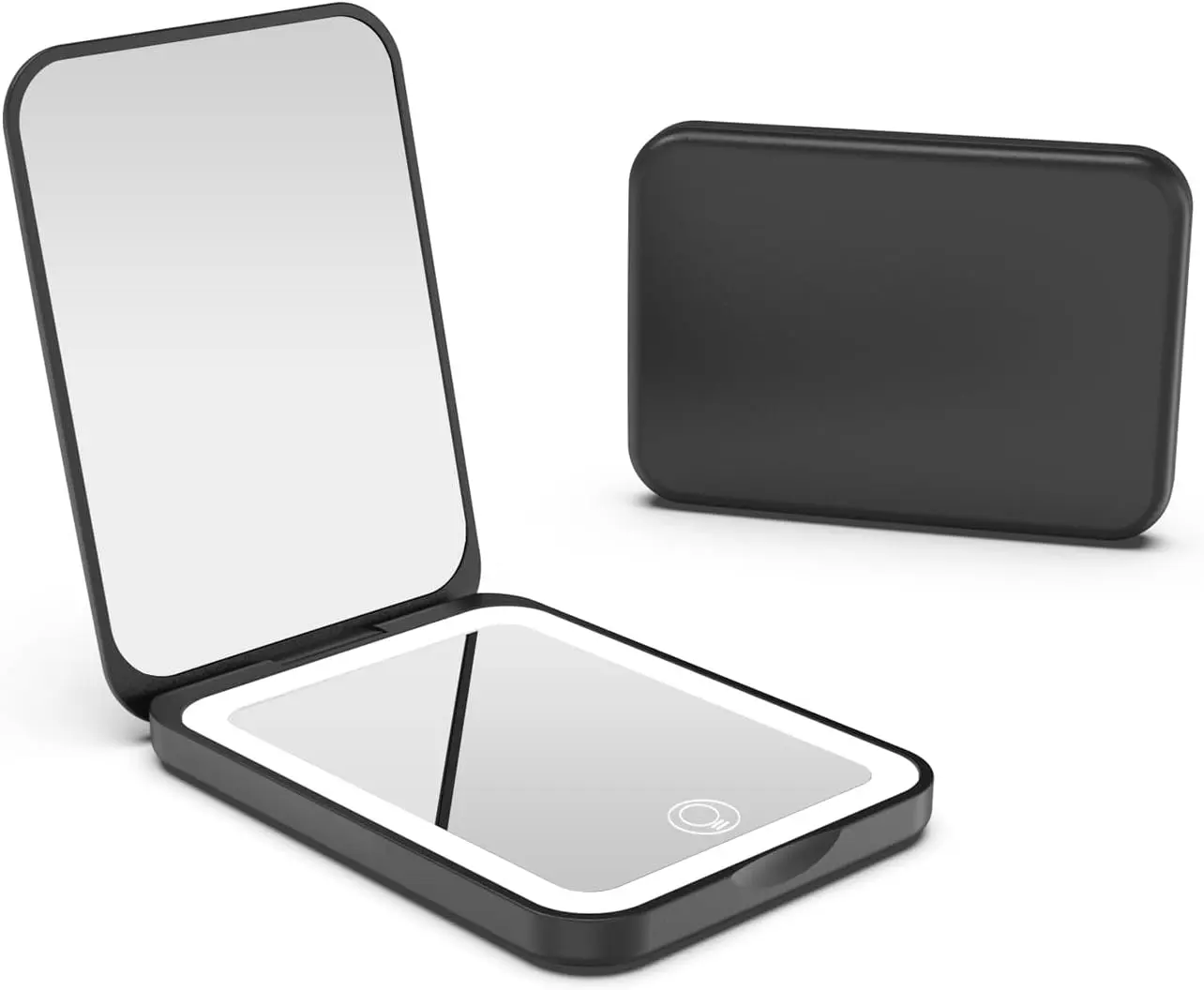 1X/3X Pocket Mirror, 3 Color Lighting LED Compact Mirror (Black) | Rechargeable Dimmable Travel Mirror for Purse, Portable, Folding, Handheld, Small Lighted Mirror for Women Gift