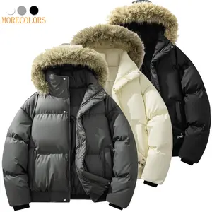 American Style Thickened Hooded Winter Coat with Fur Collar Warm Casual Jacket for Chilly Days Classic Look & Extra Warmth Beige Long Sleeve