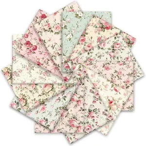 12 Pcs Cotton Bundles Pink Vintage Rose Fat Quarters Pastel Flower Floral Quilting Patchwork for DIY Crafting, 18 x 22 Inch