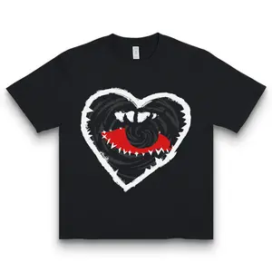 Monster Heart Graphic T-Shirt with Fanged Mouth Horror Aesthetic for Grunge Streetwear & Alternative Fashion Fans 100% Cotton Unisex Classic Fit