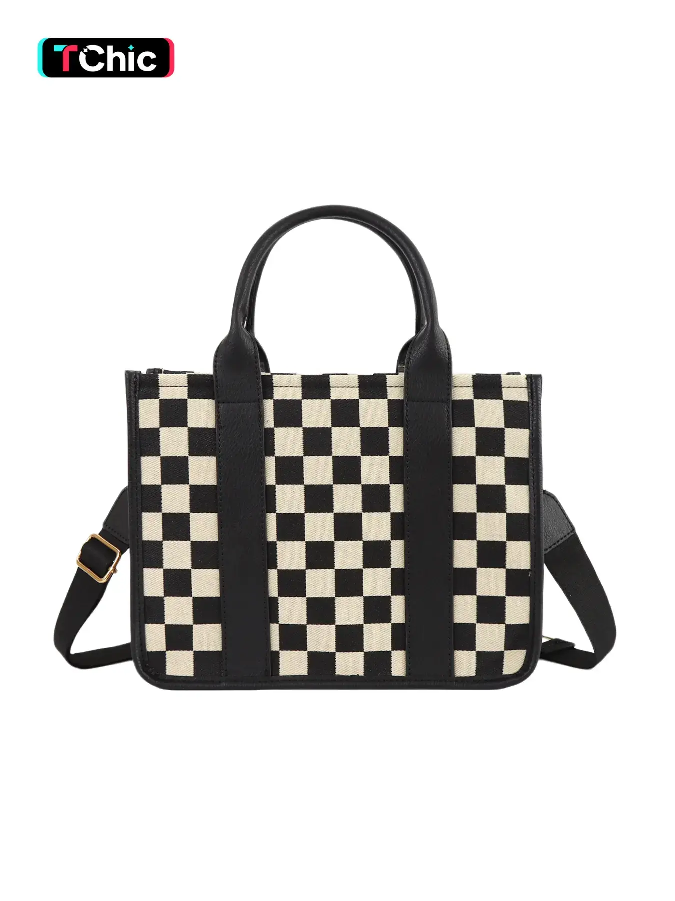 Checkerboard Pattern Tote Bag, Fashionable Canvas Shoulder Bag for Women, Casual Trendy Versatile High-quality Daily Commuting Bag, Girl Fashionable Shopping Bag, Checkered Pattern Bag