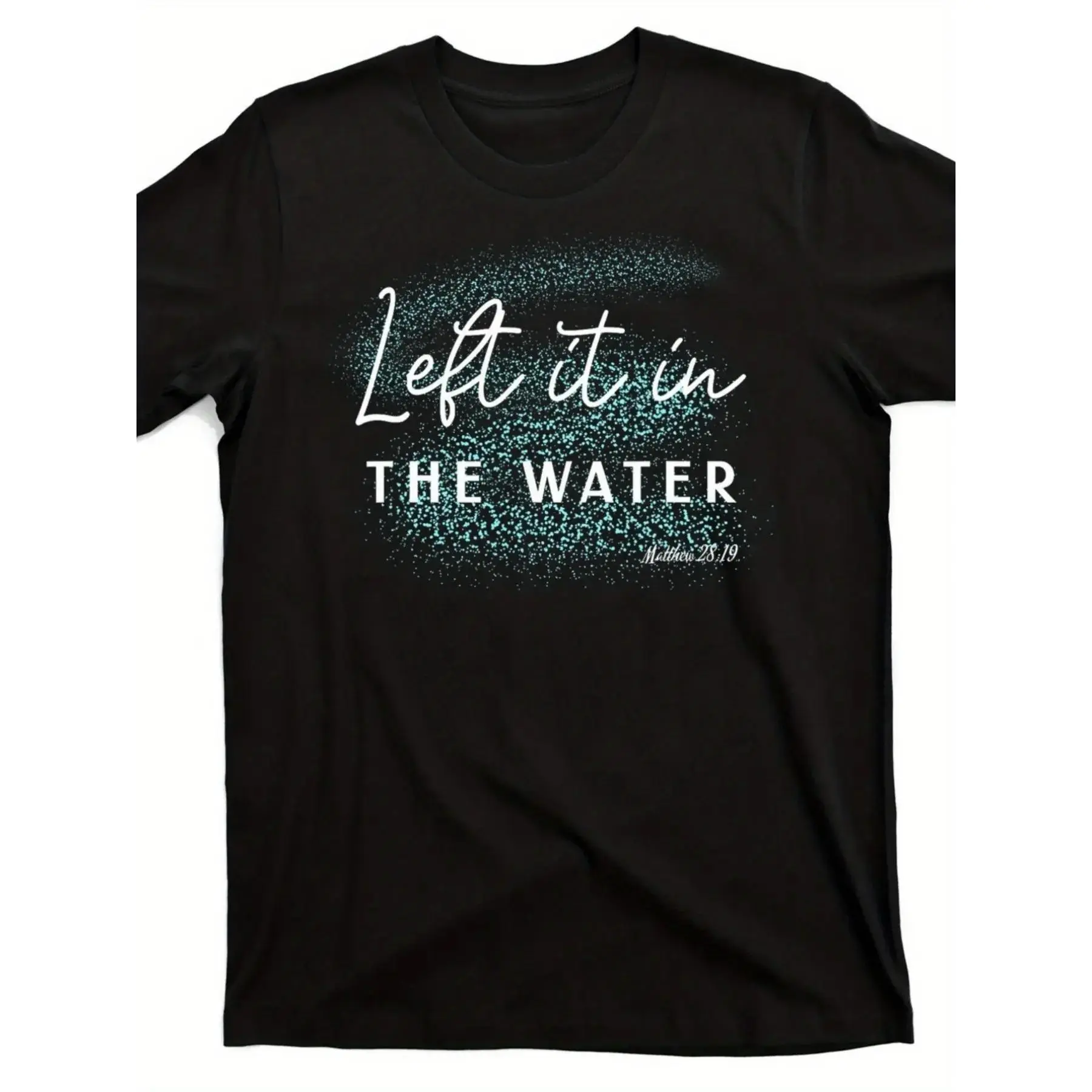 Men's & Women's Christian Baptism T-Shirt - Matthew 28:19 Scripture & Baptism Symbol - 180gsm Pure Cotton Retro Religious Tee for Church Events, Christian Apparel