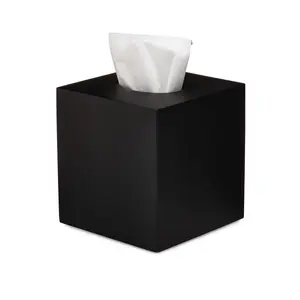Matte Black Collection Square Tissue Box Cover