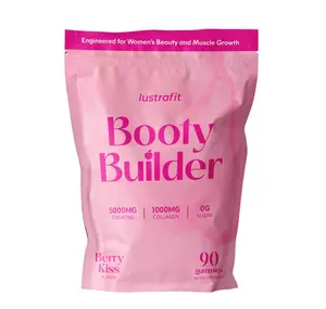 Lustrafit Wellness Gummies 5000mg Creatine 1000mg Collagen Sugar-Free Berry Kiss Flavor 90 Gummies for Daily Strength Recovery Skin Support