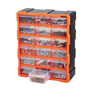 【Super Brand Day】VEVOR 18-Drawer Storage Organizer, Plastic, Drawer Storage Cabinet for Garage Organization, Stackable Small Parts Organizer, Wall-Mounted Toolbox, for Hardware, Beads, Screws, Crafts, Building Bricks,DEALS FOR YOU