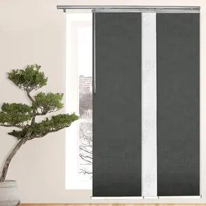 3-Panel Single Rail Panel Track Blind Extendable 36"-66"W x 91.4"H, Panel width 23.5", Lotus, Smoke