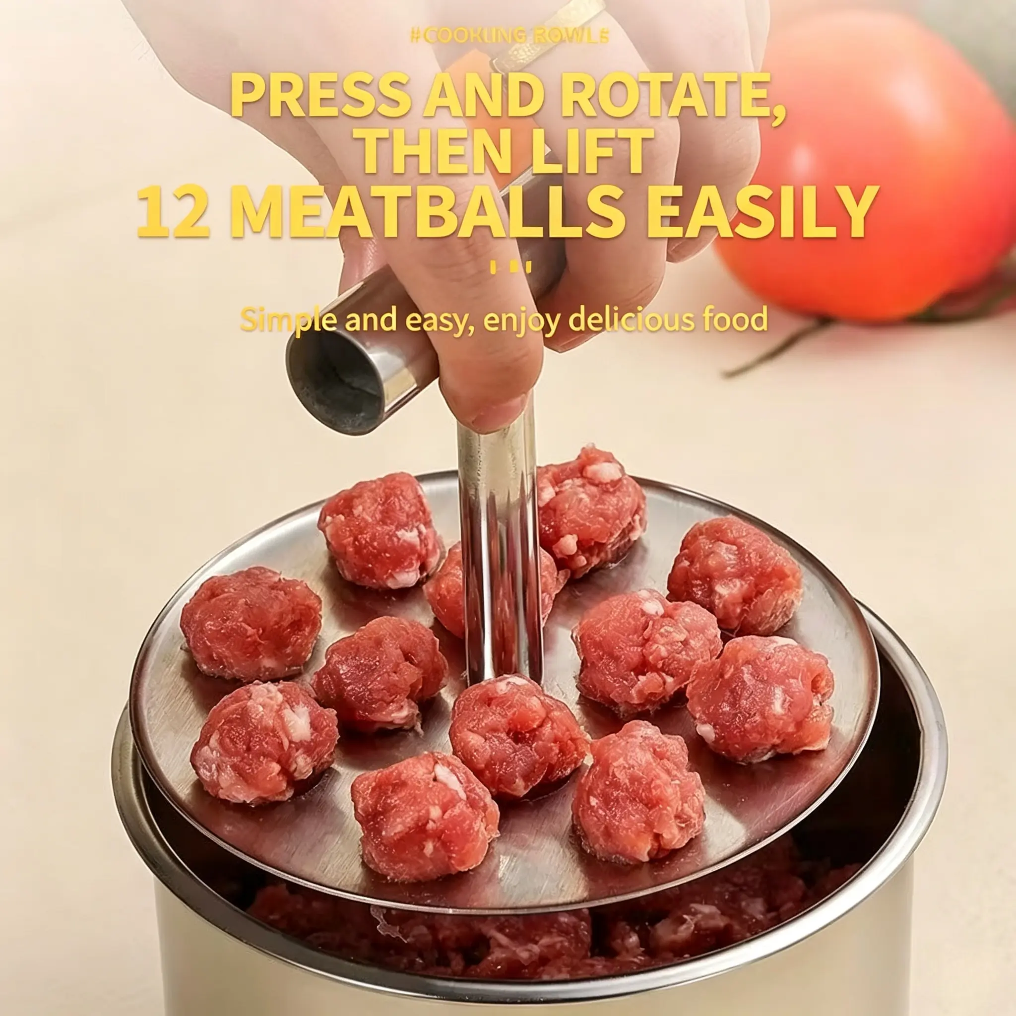 6/12‑Ball Stainless Steel Meatball Maker Mold, Upgrade Manual Meatball Making Tool, Make 6 Balls At One Time, Time‑Saving Home Kitchen Cooking Gadget