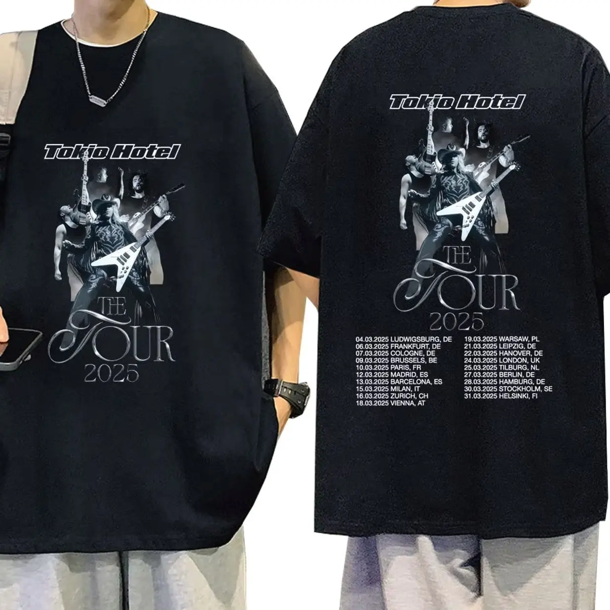 German Rock Band Tokio Hotel The Tour 2025 T Shirts Men Hip Hop Punk Gothic T-shirt Cotton Casual Loose Short Sleeve T-shirts 3