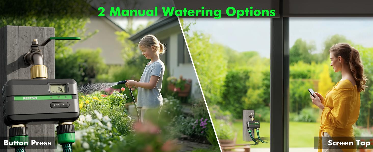 RESTMO Smart Sprinkler Timer with Flow Meter, Water Timer for Garden Hose, Brass Inlet & Outlet, Automatic Lawn & Yard Irrigation Watering System, APP Control (Bluetooth Connection, Not Include Hub) RESTMO Smart Sprinkler Timer with Flow Meter, Water Timer for Garden Hose, Brass Inlet & Outlet, Automatic Lawn & Yard Irrigation Watering System, APP Control (Bluetooth Connection, Not Include Hub)