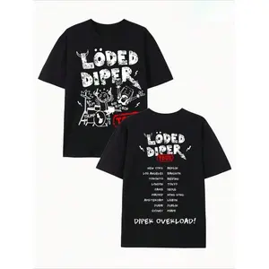Double - Sided Printing LODED DIPER  Men's Casual Cotton Patterned T-Shirt, 100% Cotton, Unisex Crew-Neck T-Shirt, Machine Washable All-seasons Comfort Fit