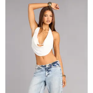 Just Show Up Cowl Halter Top