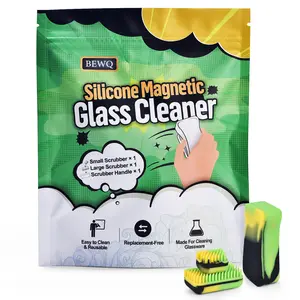 Magnetic Glass Cleaner Kit - Reusable Pipe Cleaning Tool Deep Cleans Hard-to-Reach Stains Two Silicone Brush with Handle Design Versatile for Glassware, Ceramic Surfaces Multicolor