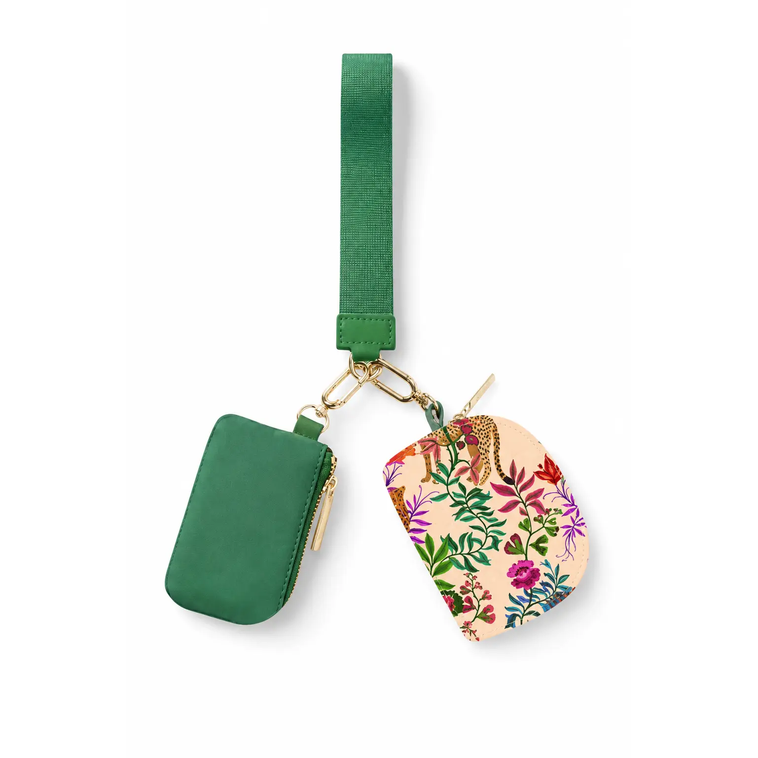 Green Floral Wristlet