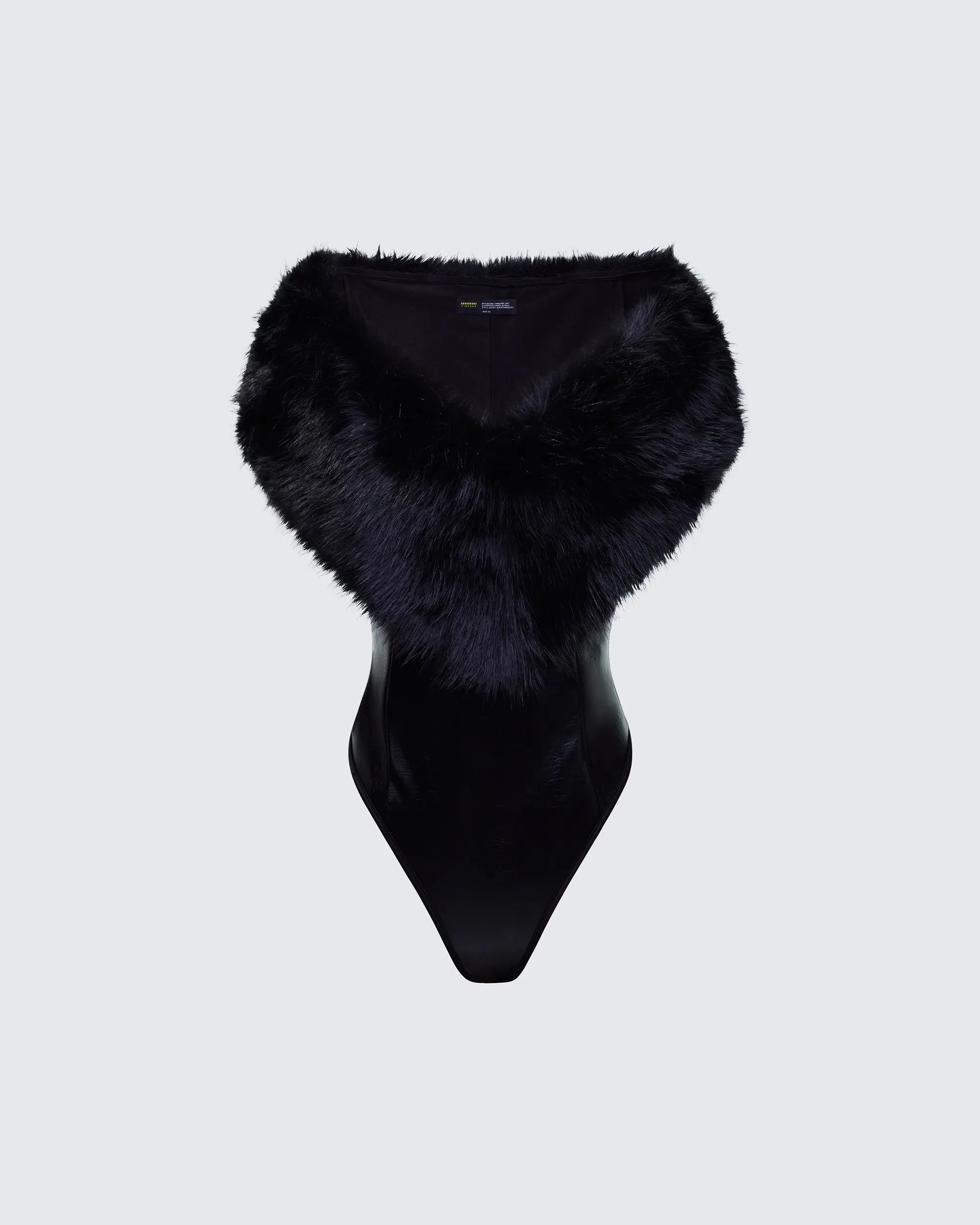 Nina Black Fur Trim Bodysuit