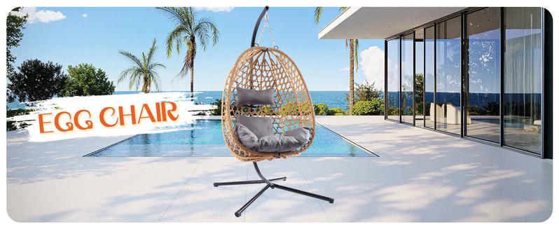 Valentine's Gift for Her   WTFGO Home Universal Leisure Chair - Comfortable & Practical Rattan Egg Chair with Soft Cushion for Bedroom, Balcony & Courtyard Outdoor Furniture