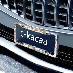Floral License Plate Frame, Car License Plate Frame with Screws, Plate Letters Fully Visible, Car Exterior Decor for Girls Women, All Weather Non Slip