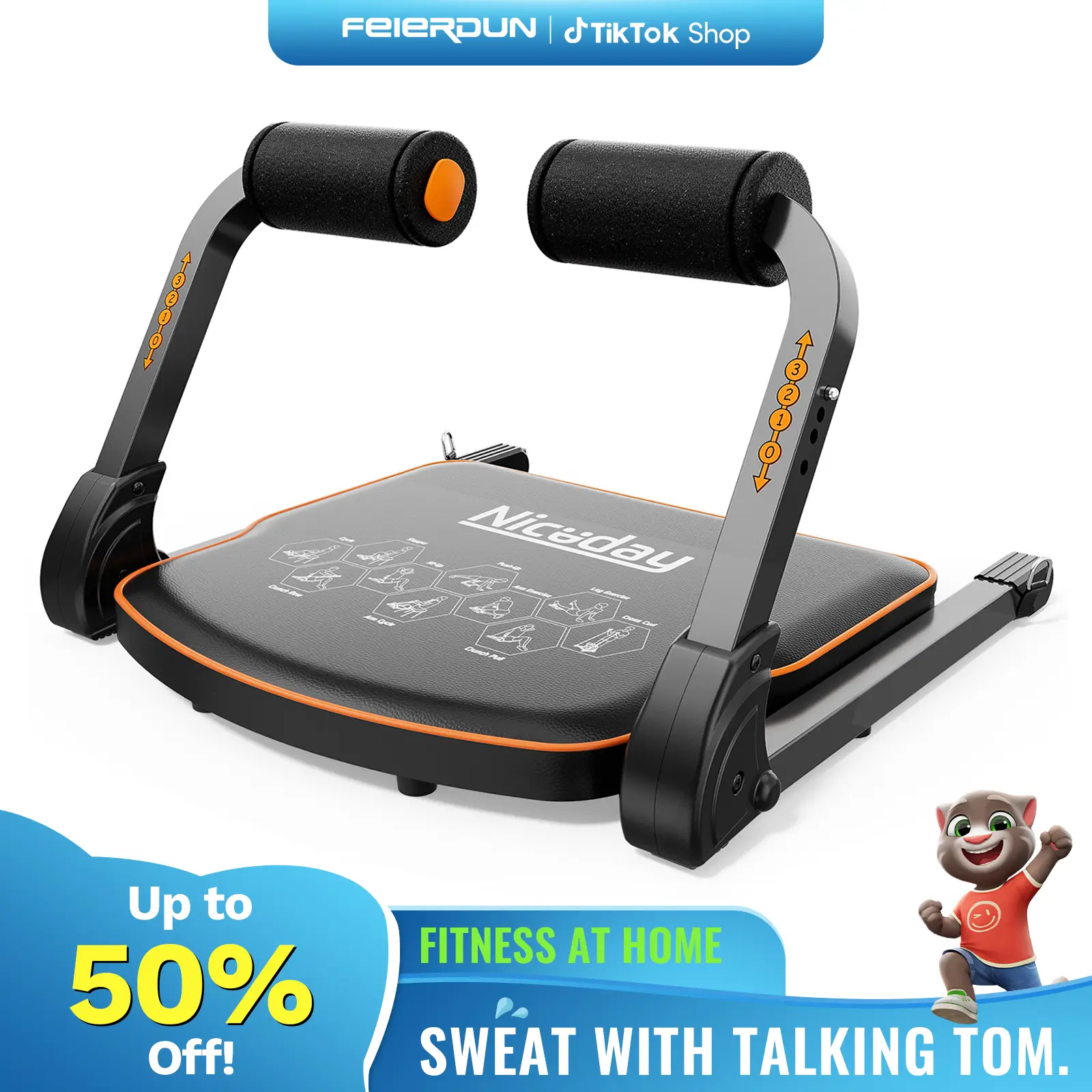 【Niceday & Feierdun】Ab Crunch Machine – Core & Tummy Exercise Equipment, Sit-Up and Ab Curl Trainer with 330LB Capacity, Ideal for Home Gym, Core Stre