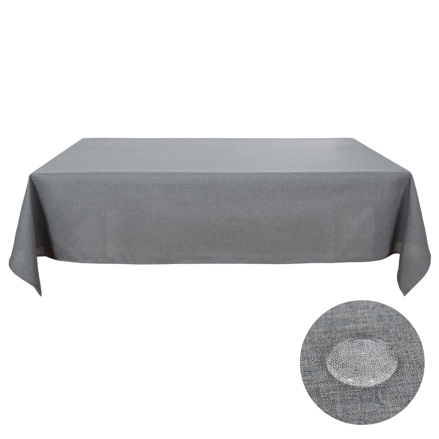 Deconovo Rectangular Waterproof Cationic Faux Linen Tablecloth, Weather Resistant, Spill-Proof, Hemmed Finish, Gray Large Outdoor Smoker Tablecloth for Outdoor Furniture Tables, Large Outdoor Tablecloths