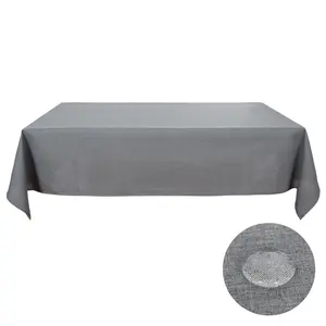 Deconovo Waterproof Tablecloth Cationic Faux Linen Texture Spill-Proof Hemmed Finish Gray Color