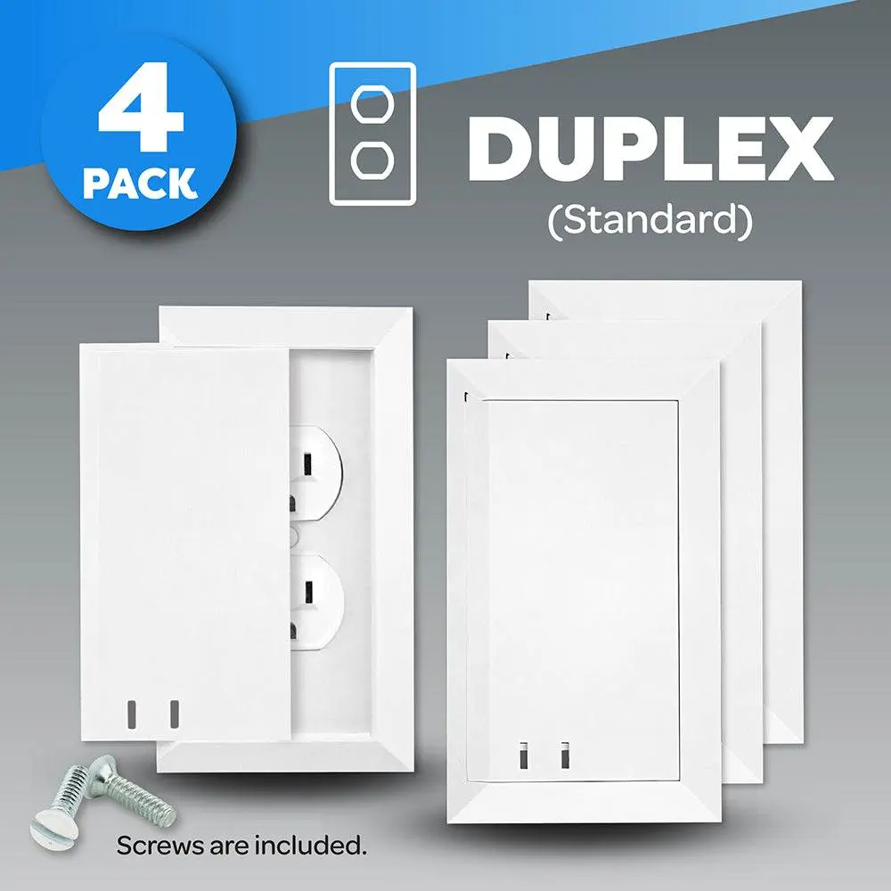 4 Pack Sliding and Locking Outlet Cover (White) - Duplex Standard
