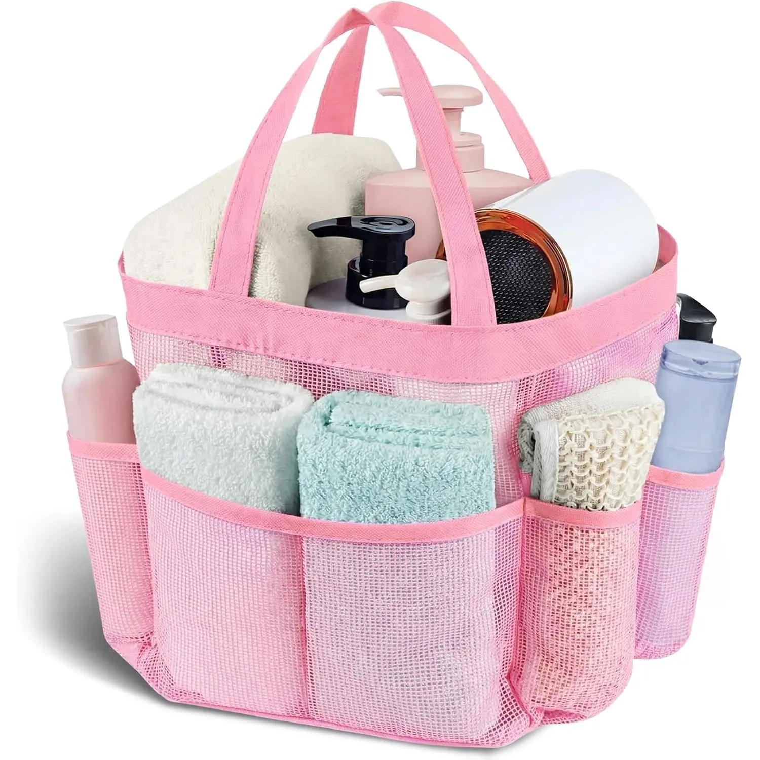Mesh Shower Tote - Large Capacity Bath Storage Organizer, Quick Dry Portable Travel Toiletry Bag for College Dorm Bathroom Essentials, Bath Storage Bag, Cosmetic Toiletry Bags