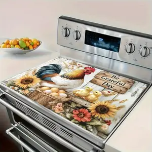 1pc, 2D Flat Decoration, Stove Protector Stove Top Cover Stove Top Covers for Electric Stove Printed Stove Protector, Vibrant Kitchen Accessory, Home Decoration |   Modern Kitchen Decor |   Kitchen Mat, Stove Decor