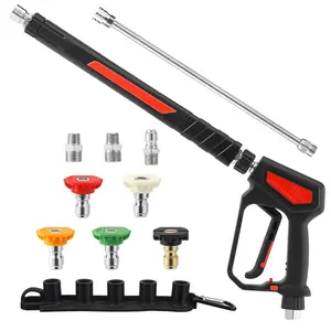 RIDGE WASHER Pressure Washer Wand 5000 PSI, 12 GPM, Power Washer Wand with Stainless Steel Extension Wand, Detachable M22 14 Male to 1/4" Quick Connect, 360° Swivel 3/8'' NPT Thread, M22 Fitting