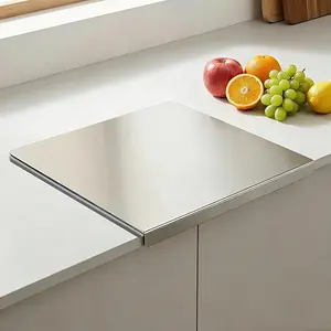 2026 New Premium Stainless Steel Cutting Board With Juice Lip, Heavy Duty Countertop Chopping Board For Meat Fruit Baking Prep