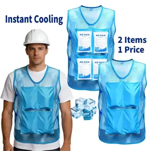 【2 Packs】PANGTIKU Cooling Vest for Men&Women Free Gift 16pcs Ice Vest Cool Jacket for Hot Weather with 8Pockets Unisex Adult Workout Apparel Menswear Outdoor Stay Cool Activities Workwear