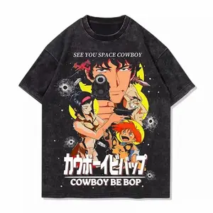 Star Denim Cowboybebop Washed Old Retro Heavy Cotton Crew Neck Short Sleeve T-Shirt Fashion         8T1 7NN