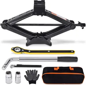 Scissor Car Jack Kit, 2 Ton 4409 lbs Capacity Tire Changing Tool with Lug Wrench, Manual Emergency Lift for Car, SUV and MPV Roadside Use