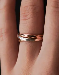 Thick Interlocking Set of 3 Rings, Mixed Metals