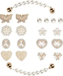 Sparkling butterfly & flower shoe charms with rhinestones & pearls. Perfect bling decoration for women’s clogs, sandals, parties & DIY accessories