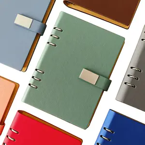 Specialized A5 Loose-Leaf Notebook for Study and Work 6-Hole Perforated Notepad Custom PU Oil-Edged Business Notebook with Logo Printing Multiple 