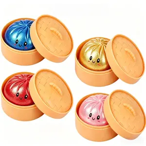 4 Pcs Colorful Dumpling Stress Balls - Giant Dumpling Squishy Toy, Fidget Sensory Toy, Squeeze Dough Ball, Stress Relief Hand Toy, Anxiety Relief Products, Desk Toys