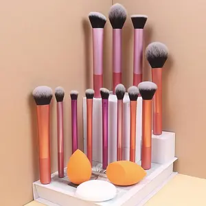Elegant 15-Piece Makeup Brush Set Foundation Brushes Beginner Makeup Kit Powder Puffs Beauty Tools Colorful Makeup Brushes