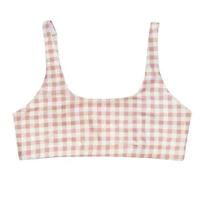 Women's Scoop Neck Bikini Top | "Pink Gingham"
