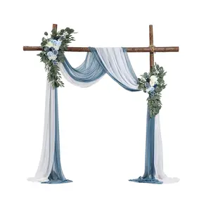 VEVOR Artificial Wedding Arch Flowers Kit,  Blue Wedding Arch Flowers with Drapes Kit (Pack of 4) - 2 Pcs Floral Arrangement, 2 Pcs Sheer Drapes, for Ceremony Bouquets Reception Backdrop Decoration