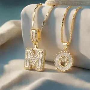 2Pcs Minimalist Initial Letter Ligh Necklace Set Fashion A-Z Alphabet Pendant Clavicle Chain Light luxury necklace Jewelry Gift for couple