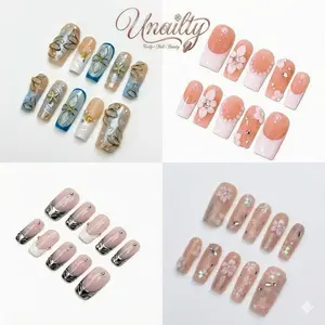 Unailty | Square Collection | Professional Salon-Quality Handmade Press-On Nails | High-Strength & Durable | Reusable