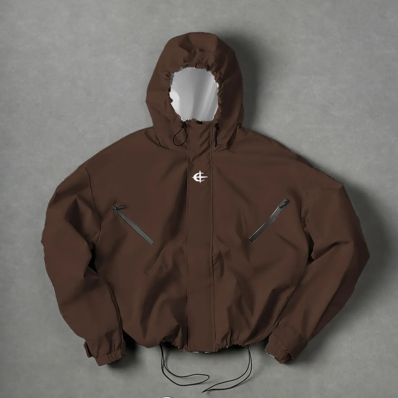 Hooded windproof zipper jacket Unisex Drawstring Hem & Hood Waterproof Diagonal Zip Pockets Adjustable Cuff Oversized Loose Y2K Grunge Hiking Daily Streetwear exercise Outerwear