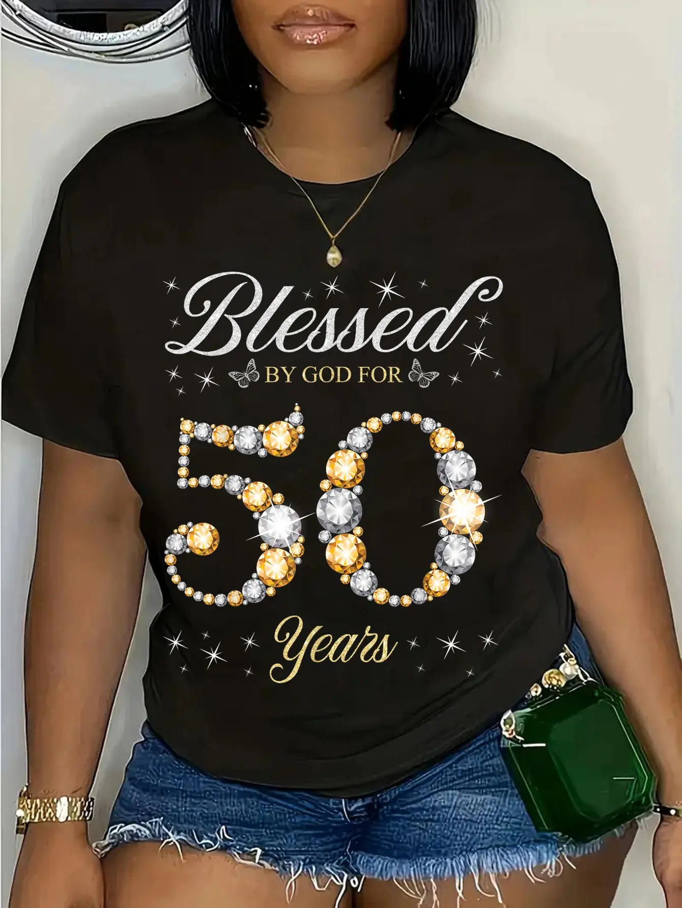 100% Cotton Blessed By God For 50 Years Old 50th Birthday Party T-Shirt