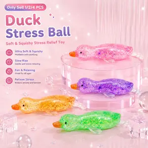 2 PCS Duck Sugar Stress Ball Squishy Toys, Glitter Squishy, Soft Ultra Squishy Moldable Slow Rise Stress Relief Fidget Toys For Kids Teens Adults Anxiety Relaxation