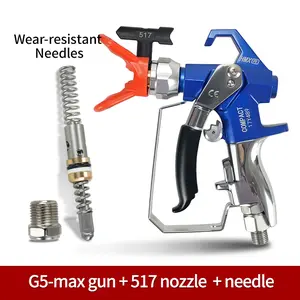 ZHUITU G5-MAX Airless Paint Spray Gun Stainless Steel High Pressure Professional Tool with 360 Rotatable Connector Safety Lock Tungsten Nozzle for Efficient Wall Cabinet Fence Coating