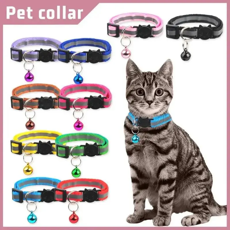 Reflective Pet Collar with Bell | Cat & Dog Safety Buckle Collar