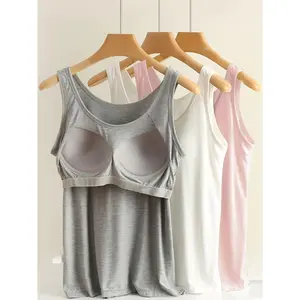 3-Pack Women’s Solid Color Sports Vest |   Sleeveless Running T-Shirt with Built-In Chest Pad