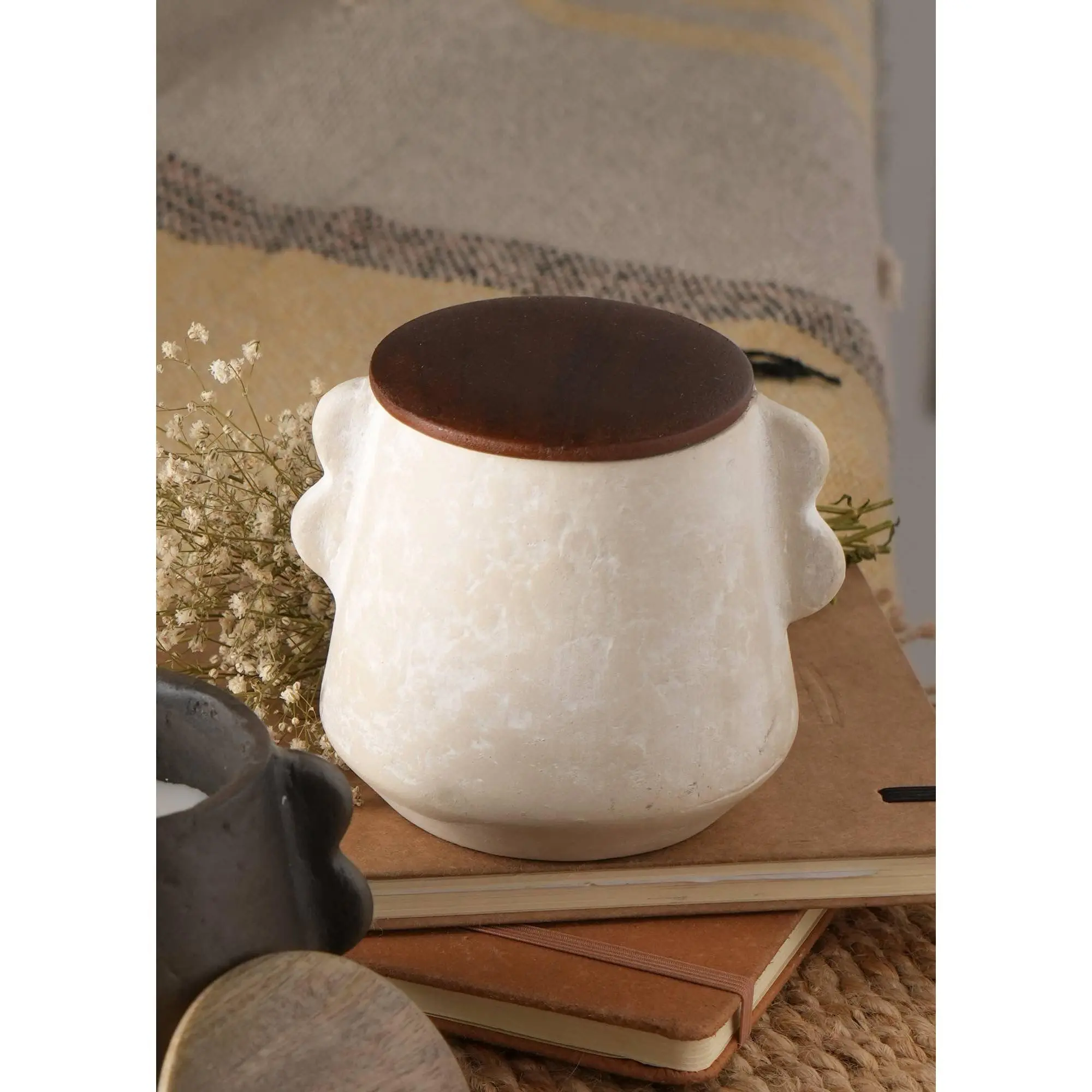 8oz Artisan Textures Aromatherapy Jar Candle - Eco-Materials Ecomix Wax Fill, Durable Wooden Lid, Vanilla Lavender Spa Aroma, Reusable Home Decor Freshener, Ideal Personal Gift for Home Supplies