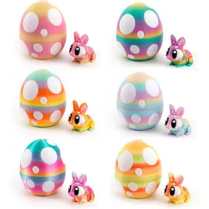 6PCS 3D Printed Easter Rabbits with Eggs, Poseable Bunny Fidget Toys,Easter Basket for Kids,Easter Basket Stuffers for Kids – Favors Ages 6–12