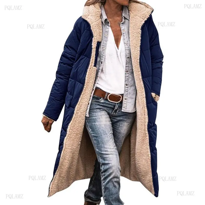 Women's Long-Sleeve Thermal Puffer Coat - 2026 Casual Reversible Fleece Hooded Loose-Fit Windbreak Outerwear for Outdoor Use, Women's Clothes, Lady